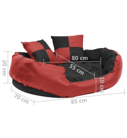 Coussin réversible lavable pour chien Rouge et noir 85x70x20 cm