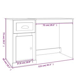 Bureau avec tiroir chêne marron 115x50x75 cm bois d'ingénierie