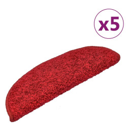 Tapis d'escalier 5 pcs 65x21x4 cm Rouge