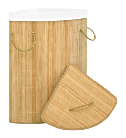 Panier à linge d'angle Bambou 60 L