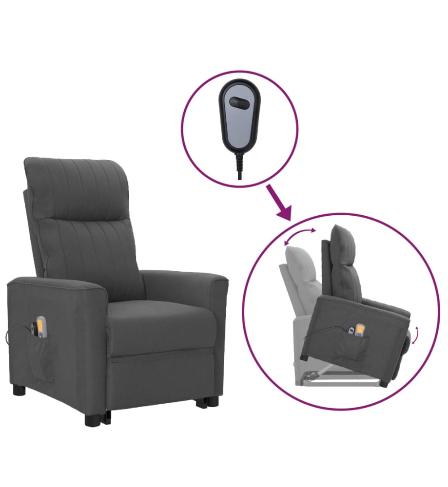 Fauteuil de massage inclinable Gris foncé Tissu