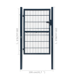 Portillon 2D (simple) Gris anthracite 106x230 cm