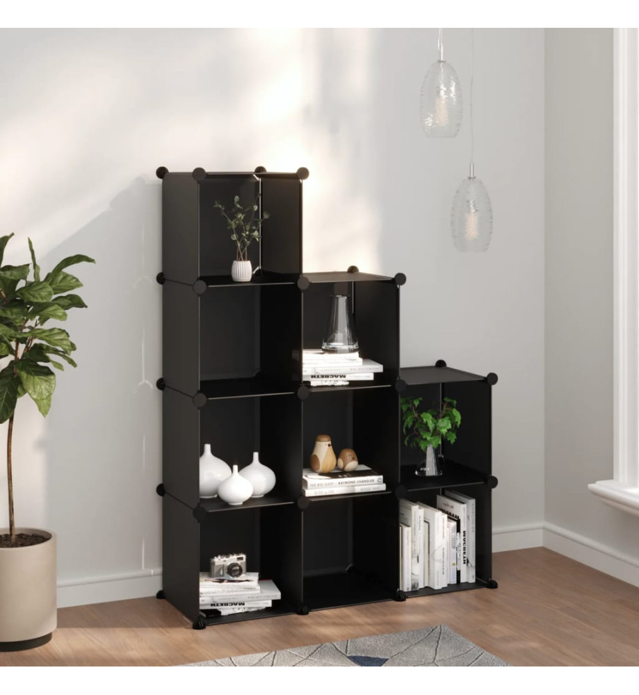 Cubes de rangement 9 pcs Noir PP