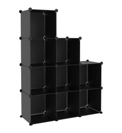 Cubes de rangement 9 pcs Noir PP