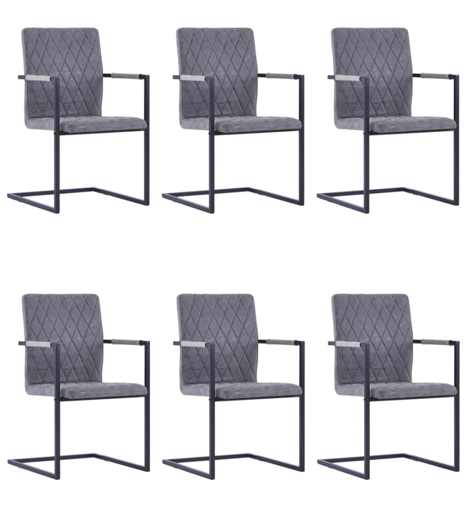 Chaises à manger cantilever lot de 6 gris foncé similicuir