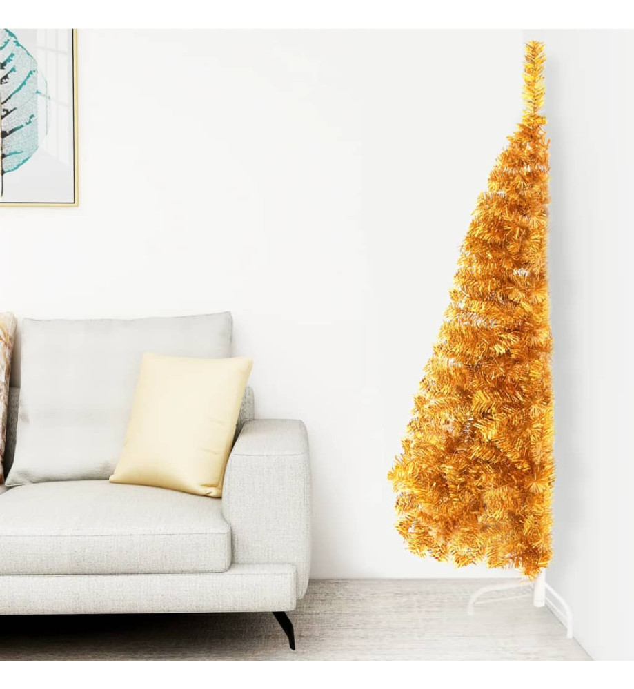 Demi sapin de Noël artificiel avec support Doré 120 cm PVC