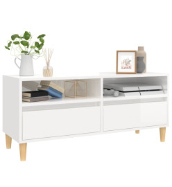 Meuble TV blanc brillant 100x34,5x44,5 cm bois d'ingénierie