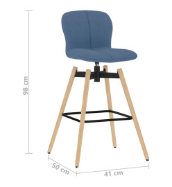 Chaises pivotantes de bar lot de 2 bleu tissu