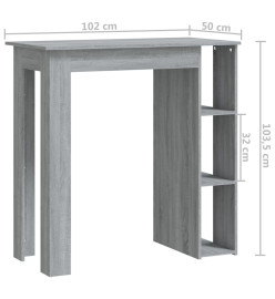 Table de bar avec étagère Sonoma gris 102x50x103,5 cm Aggloméré