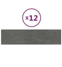 Panneaux muraux 12 pcs Gris foncé 60x15 cm Velours 1,08 m²