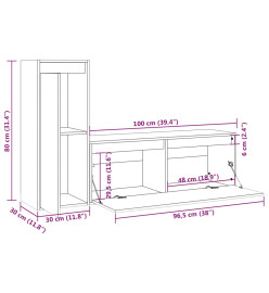 Meubles TV 2 pcs Marron miel Bois massif de pin