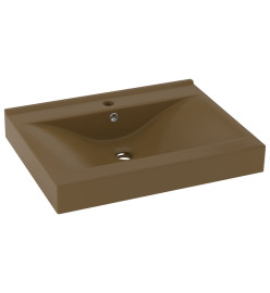 Lavabo avec trou de robinet Crème mat 60x46 cm Céramique