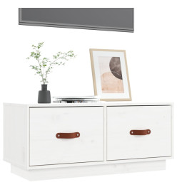 Meuble TV Blanc 80x34x35 cm Bois de pin massif