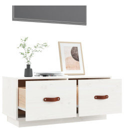 Meuble TV Blanc 80x34x35 cm Bois de pin massif