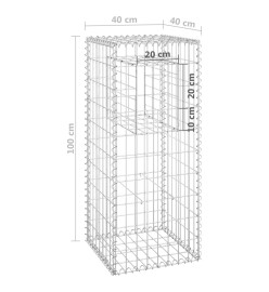 Poteaux à panier de gabion 2 pcs 40x40x100 cm Fer