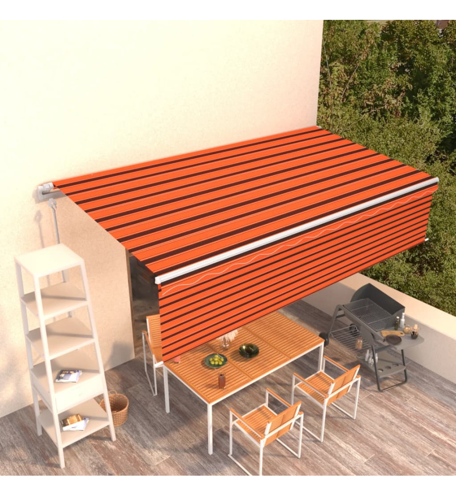 Auvent automatique rétractable avec store 6x3m Orange et marron