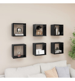 Étagères cube murales 6 pcs Noir brillant 26x15x26 cm