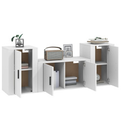 Ensemble de meubles TV 3 pcs Blanc Bois d'ingénierie