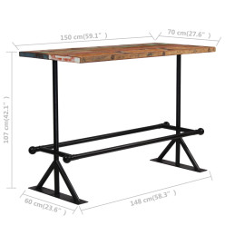 Table de bar Bois récupération massif Multicolore 150x70x107 cm