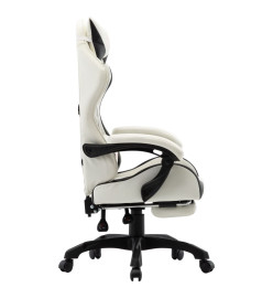 Fauteuil de jeux vidéo et repose-pied Noir et blanc Similicuir