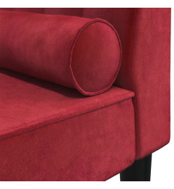 Chaise longue avec traversin rouge bordeaux velours