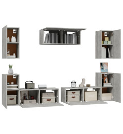 Ensemble de meubles TV 7 pcs Gris béton Bois d'ingénierie