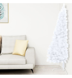 Sapin de Noël artificiel moitié avec support blanc 150 cm PVC