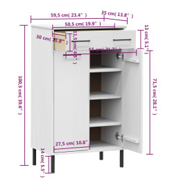 Étagère à chaussures et pieds en métal Blanc Bois de pin OSLO