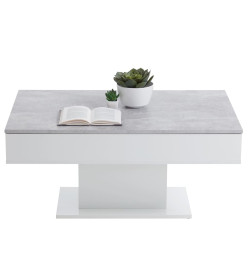 FMD Table basse Gris béton et blanc