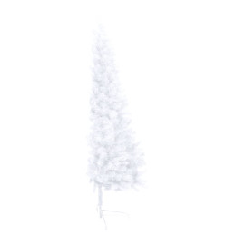 Demi-arbre de Noël artificiel pré-éclairé et boules blanc 150cm