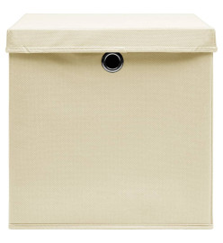 Boîtes de rangement à couvercles 10 pcs Crème 32x32x32 cm Tissu