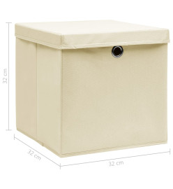 Boîtes de rangement à couvercles 10 pcs Crème 32x32x32 cm Tissu