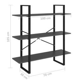 Bibliothèque Gris 100x30x105 cm Aggloméré