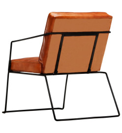 Fauteuil Brun roux Cuir véritable