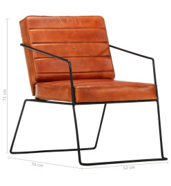 Fauteuil Brun roux Cuir véritable