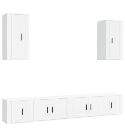 Ensemble de meubles TV 6 pcs Blanc Bois d'ingénierie