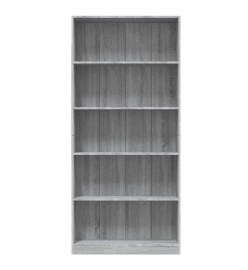 Bibliothèque 5 niveaux Sonoma gris 80x24x175 cm