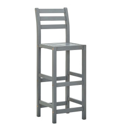 Tabourets de bar lot de 4 gris bois d'acacia massif