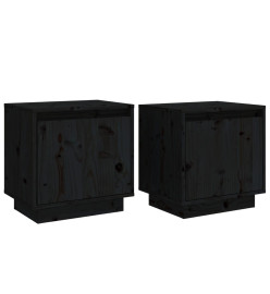 Tables de chevet 2 pcs Noir 40x30x40 cm Bois de pin solide