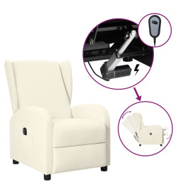 Fauteuil inclinable électrique à oreilles Crème Similicuir