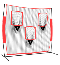 Filet de baseball portable Noir/rouge 183x105x183 cm Polyester