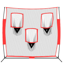 Filet de baseball portable Noir/rouge 183x105x183 cm Polyester