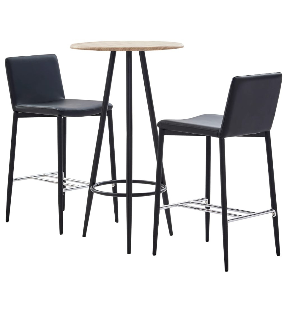 Ensemble de bar 3 pcs Similicuir Noir