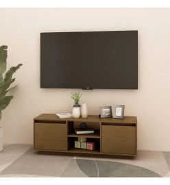 Meuble TV Marron miel 110x30x40 cm Bois de pin massif