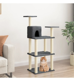 Arbre à chat avec griffoirs en sisal Gris foncé 119 cm