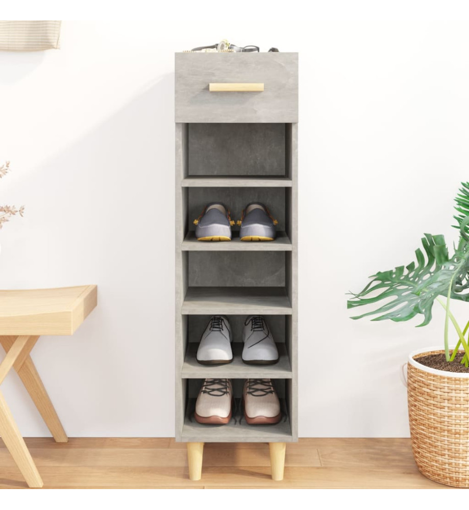 Armoire à chaussures Gris béton 30x35x105 cm Bois d'ingénierie