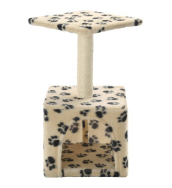 Arbre à chat avec griffoirs en sisal 55 cm Beige Motif de pattes