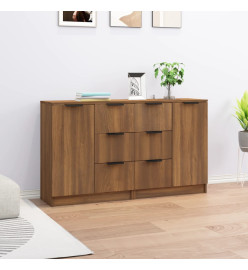 Buffets 2 pcs Chêne marron 60x30x70 cm Bois d'ingénierie