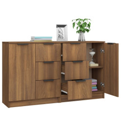 Buffets 2 pcs Chêne marron 60x30x70 cm Bois d'ingénierie