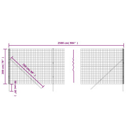 Clôture en treillis métallique vert 2x25 m acier galvanisé